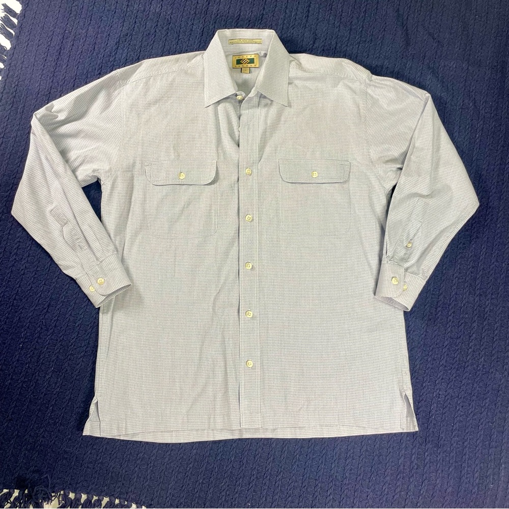 Joseph Abboud Gray Check Cotton Shirt Small Plaid